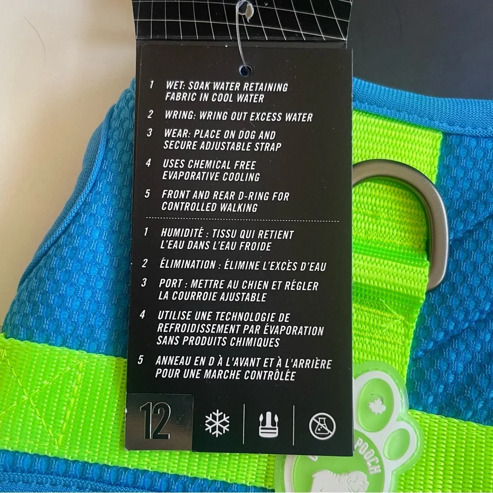 Canada Pooch Chill Seeker Cooling Harness - Blue/Green - Size 12